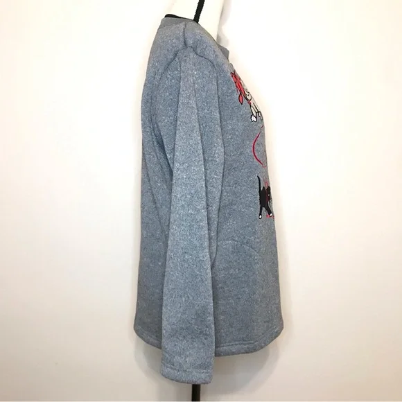 Vintage Holiday Embroidery Kitty Ugly Sweater Christmas Button Festive 90's Y2K - Picture 5 of 16